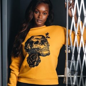 Buffbunny Skull Bloom Sweater-Flame